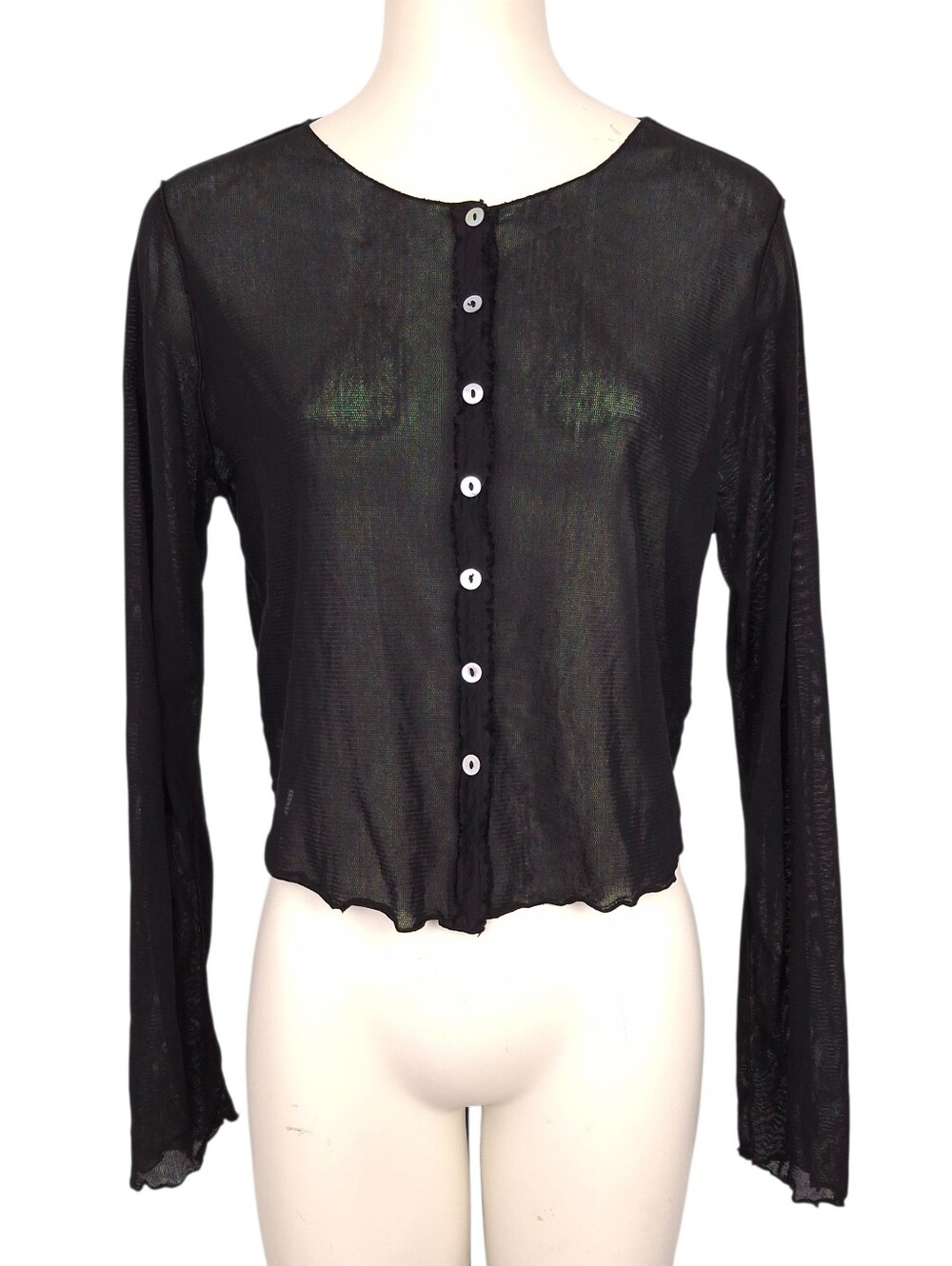 Cut Loose sheer mesh button up top whimsigoth goth witchy layering boxy black